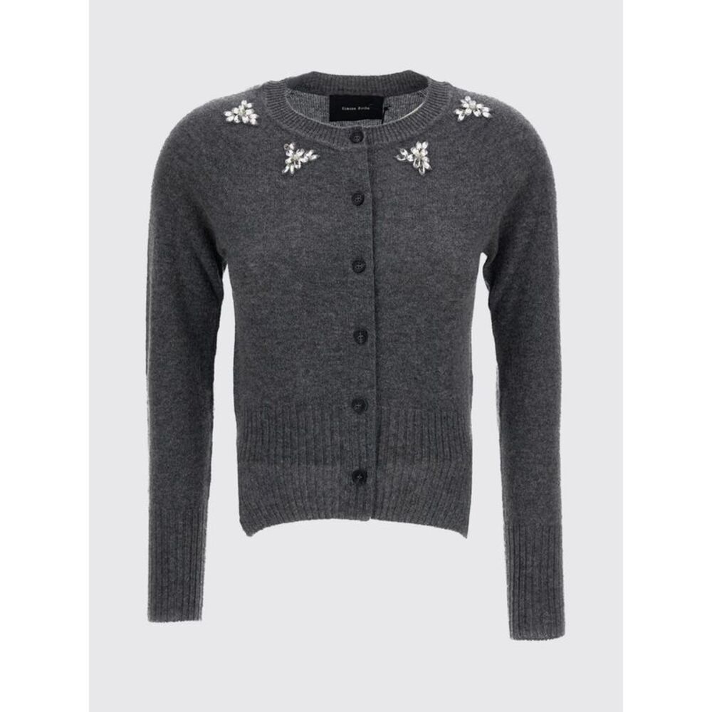 Simone Rocha Crewneck Cardigan In Pure Cashmere With Embroidered Rhinestones - Picture 2 of 3